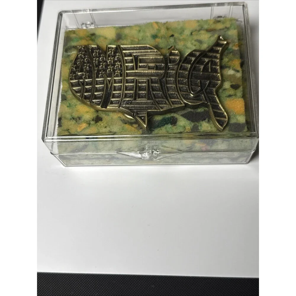 The Great American Buckle Co. BRASS 1992 AMERICA Belt Buckle MADE IN THE USA